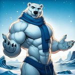 2024 5_fingers abs anthro arctic atmospheric_perspective backlighting barazoku biceps big_biceps big_deltoids big_forearm_muscles big_muscles big_pecs big_trapezius big_triceps biped black_claws black_eyebrows black_nose black_pupils blue_briefs blue_clothing blue_eyes blue_scarf blue_sky blue_underwear briefs broad_shoulders bulge claws closed_smile clothing dall-e_3 dark_claws dark_eyebrows day deltoids detailed_background eyebrows finger_claws fingers forearm_muscles front_view fur huge_biceps huge_deltoids huge_forearm_muscles huge_muscles huge_trapezius huge_triceps humanoid_hands lake light light_body light_fur looking_at_viewer male manly mature_anthro mature_male monotone_body monotone_fur muscular muscular_anthro muscular_arms muscular_male obliques pecs perspective pose pupils rock round_ears scarf serratus shirtless shirtless_anthro shirtless_male sky smile smiling_at_viewer snout snow snowing solo spread_arms standing sun thick_neck trapezius triceps underwear v-line water white_body white_ears white_fur zenithwolf mammal polar_bear ursid ursine 1:1 blue_theme cool_colors digital_media_(artwork) hi_res lighting portrait shaded soft_shading three-quarter_portrait