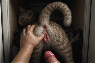 animal_genitalia anus butt closet duo female feral fur genitals hand_on_butt humanoid_genitalia humanoid_penis imminent_sex looking_at_viewer looking_back male male/female male_on_feral penis pov_human presenting presenting_hindquarters presenting_pussy pussy realistic_feral striped_body striped_fur stripes testingaistuff whiskers domestic_cat felid feline felis human mammal