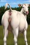 anatomically_correct anatomically_correct_anus anatomically_correct_genitalia anatomically_correct_pussy anus bodily_fluids bovid bovid_horn bovine bovine_horn bovine_tail butt cattle cloud colored cow_ears detailed dripping dripping_pussy female feral genital_fluids genitals grass hi_res horn looking_at_viewer looking_back looking_back_at_viewer mammal outdoors outside pelalion pink_anus pink_nose pink_pussy plant presenting presenting_anus presenting_hindquarters presenting_pussy pussy pussy_juice raised_tail rear_view sky smile smirk smirking_at_viewer solo white_body