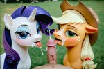 applejack_(mlp) bestiality blush bodily_fluids collaborative collaborative_fellatio collaborative_sex cum cum_on_face cumshot drooling duo_focus ejaculation equid equine eyelashes fellatio female female_focus feral first_person_view friendship_is_magic genital_fluids genitals group hasbro horse human human_on_feral interspecies jelloponies kissing looking_at_viewer male male/female male_on_feral male_pov mammal my_little_pony open_mouth oral penile penis pony rarity_(mlp) saliva seductive sex tongue tongue_out trio