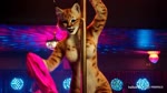 anthro breasts clothing dancing dress featureless_breasts female light light_beam nightclub nude pole pole_dancing public public_nudity solo striptease undressing background_character felid feline lynx mammal animated webm