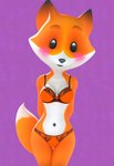 anthro blush breasts clothing female fox_tail solo standing underwear wonderlol90 foxtrot foxy_(foxtrot) canid canine fox mammal absurd_res hi_res