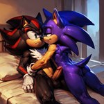 anthro backsack balls bed bedroom butt clothing duo eulipotyphlan furniture genitals gloves handwear hedgehog hi_res male male/male mammal mobian penis shadow_the_hedgehog sonic_the_hedgehog sonic_the_hedgehog_(series) styx343