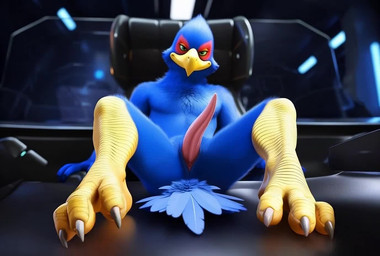 3_toes animal_genitalia animal_penis anthro avian_feet beak biped blue_body blue_feathers chair claws erection feathers feet foot_focus furniture genital_slit genitals green_eyes looking_at_viewer male male_anthro nude penis presenting scuted_legs scutes sitting slit smile smirk soles solo spread_legs spreading tail tail_feathers talons tapering_penis toe_claws toes yellow_scutes sergalbutt nintendo star_fox falco_lombardi avian bird falcon falconid animated detailed short_playtime sound webm