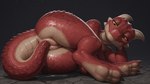 3_toes anthro anus bodily_fluids butt claws dripping_pussy feet female genital_fluids genitals half-closed_eyes hand_on_head horn looking_down lying masturbation narrowed_eyes nude on_side pussy pussy_juice pussy_juice_on_leg red_body red_scales scales smile solo tail tail_fetish tail_in_own_pussy tail_penetration toes yellow_eyes warizard kobold scalie hi_res