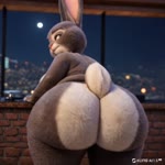 animal_ears anthro big_butt butt female huge_butt living_room mature_female rabbit_ears shaking_butt solo wide_hips vlrgromns bonnie_hopps animated hi_res webm