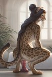 ai_tagging_(redrocket) animal_dildo animal_genitalia animal_sex_toy anthro anus black_hair breasts brown_body brown_fur brown_hair butt crouching detailed_background digitigrade dildo dildo_in_pussy dildo_insertion dildo_sitting equine_dildo female fur genitals green_eyes hair hair_bun inside living_room long_hair looking_at_viewer looking_back markings masturbation nude penetration plant sex_toy sex_toy_in_pussy sex_toy_insertion sitting smile solo spots spotted_body spotted_fur tail toying_self tuft vaginal vaginal_penetration whiskers window director_crashbandit felid feline leopard mammal pantherine digital_media_(artwork) hi_res novelai