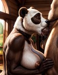 anthro balls big_breasts black_and_white_fur black_nose bodily_fluids breasts brown_bear brown_body brown_fur chrizzly dark_nipples deep_throat drooling duo eyes_closed faceless_character faceless_male fellatio female fur genitals giant_panda hand_on_leg inside male male/female mammal multicolored_body multicolored_fur one_tone_fur oral penile round_ears saliva saliva_string sex side_view sloppy_blowjob two_tone_body two_tone_fur ursid ursine