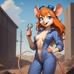 anthro chip_n_dale_rescue_rangers female mouse_ears mouse_tail solo tricksterfox gadget_hackwrench mammal mouse murid murine rat rodent hi_res