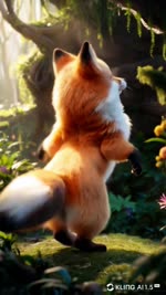 dancing female feral forest fur gloves_(marking) looking_at_viewer markings plant red_body red_fur solo standing tree maddingcrowd canid canine fox mammal animated hi_res webm