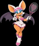 breasts clothing eyeshadow eyewear female footwear gloves handwear looking_at_viewer makeup smile smiling_at_viewer tan_body tan_skin tennis_racket wings anonymous_director sonic_the_hedgehog_(series) rouge_the_bat chiropteran mammal hi_res