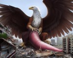 anthro big_penis building destruction genitals huge_penis hyper hyper_genitalia hyper_penis macro male penis penis_on_ground prehensile_penis solo tapering_penis wings magfan accipitrid accipitriform avian bald_eagle bird eagle sea_eagle hi_res