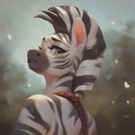 anthro black_stripes blue_eyes equid equine female fur hi_res looking_at_viewer mammal mane nude open_mouth outside pony_diffusion_(model) rope solo striped_body striped_fur stripes white_body white_fur witecek_(director) zebra