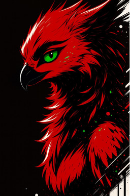 andromorph anthro feathers female green_eyes intersex red_body red_feathers solo furryfanger rubya velari hi_res