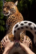 animal_genitalia animal_pussy anus duo feline_anus feline_genitalia feline_pussy feline_tail female feral genitals hand_on_butt pussy solo shabeel felid humanoid leopard mammal pantherine animated hi_res webm