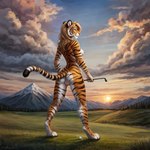 anthro butt cloud cloudy female genitals golf grass mountains nude outdoors plant pussy rear_view solo sunset denis0k felid mammal pantherine tiger attempted_signature