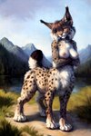 big_ears breasts crossed_arms detailed_background digitigrade felid feline female female_taur fluffy fluffy_chest fluffy_fur fluffy_tail hi_res inner_ear_fluff lake looking_at_viewer lynx mammal mountains nature nightdancer nipples nude nude_female nude_taur paws pink_nose quadruped raised_tail seductive solo standing taur tuft