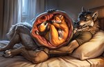 anthro belly big_belly digestion duo internal lying male on_back organs sleeping stomach vore thedavid canid canine canis fox mammal wolf hi_res