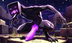 3_fingers 3_toes abs animal_genitalia animal_penis anthro athletic athletic_anthro athletic_male balls black_claws canine_genitalia canine_penis claws crouching dark_body digitigrade erection feet fingers genitals glowing glowing_genitalia glowing_penis knot long_claws male open_mouth outside particles paws penis purple_eyes purple_penis text toes vein veiny_penis sergalbutt minecraft enderman detailed signature url