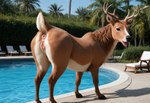 brown_body butt cervine_genitalia cervine_pussy clitoral_winking clitoris female feral genitals looking_at_viewer looking_back lying_on_ground pool_chair poolside presenting presenting_hindquarters presenting_pussy pussy realistic_feral solo mare_fan_ultimate cervid cervine mammal