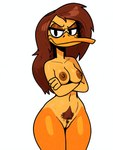 angry_eyes anthro arms_crossed beak black_eyes breasts brown_hair brown_nipples eyeliner eyeshadow feathers female frown genitals hair looking_at_viewer looney_tunes makeup narrowed_eyes nipples non-mammal_breasts non-mammal_nipples nude orange_legs peach_pussy pubes pussy simple_background solo the_looney_tunes_show warner_brothers white_background wide_hips yellow_body yellow_feathers yellow_skin cloud9999 tina_russo anatid anseriform avian bird duck hi_res portrait three-quarter_portrait