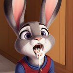 anthro bodily_fluids cum cum_in_mouth cum_inside female genital_fluids solo furcreations judy_hopps lagomorph leporid mammal rabbit