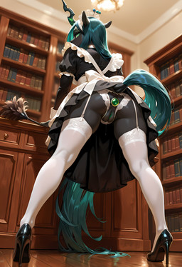 anal anal_penetration buttplug buttplug_in_ass buttplug_insertion clothing crotchless_clothing crotchless_panties crotchless_underwear female footwear garter_straps genitals high_heels lace lace_panties lace_stockings legwear maid_headdress maid_uniform object_in_ass panties penetration plug_(sex_toy) plug_insertion pussy sex_toy sex_toy_in_ass sex_toy_insertion solo stockings underwear uniform upskirt friendship_is_magic my_little_pony queen_chrysalis_(mlp) arthropod changeling absurd_res hi_res