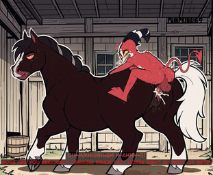 animal_genitalia animal_pussy anthro bestiality bestiality_impregnation bodily_fluids cum cum_inside duo equine_pussy female feral genital_fluids genitals male male/female male_on_feral pussy pumpkinai69 hellaverse helluva_boss blitzo_(helluva_boss) demon equid equine horse mammal hi_res