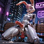 anal anal_penetration anthro cybernetic_limb cybernetics ejaculation ejaculation_while_penetrated machine male male_penetrated penetration public public_exposure public_masturbation public_nudity solo inusan cyborg lagomorph leporid mammal rabbit absurd_res hi_res