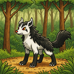 day feral forest plant red_eyes red_nose solo standing tree yellow_sclera thedavid nintendo pokemon generation_3_pokemon mightyena pokemon_(species) hi_res