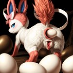 anal_object_insertion anatomically_correct anatomically_correct_anus anatomically_correct_genitalia anatomically_correct_pussy animal_focus anus crouching eeveelution egg egg_in_ass egg_insertion egg_laying female feral fur gaping gaping_anus gaping_pussy generation_6_pokemon genitals looking_at_viewer mammal oviposition pokemon_(species) pussy rear_view solo spread_egs sylveon