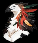 ambiguous_gender anthro avian beak bird bust_portrait colored eyes_closed feathers fluffy hi_res oldhroft portrait solo white_body white_feathers