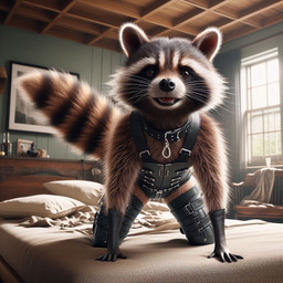 bdsm bondage bound feral hidden_genitalia male solo lerrmot rocket_raccoon mammal procyonid raccoon