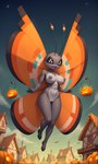 anthro big_breasts breasts female genitals gobabsnow halloween happy insect_wings night nude pussy solo village wings animal_humanoid arthropod arthropod_humanoid generation_6_pokemon humanoid insect insect_humanoid pokemon_(species) vivillon absurd_res hi_res