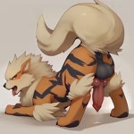 all_fours animal_genitalia animal_penis anus ass_up balls bodily_fluids breath canine_genitalia canine_penis feral genital_fluids genitals knot leaking_precum looking_at_viewer male panting penis precum simple_background solo tail sysns nintendo pokemon arcanine generation_1_pokemon pokemon_(species) animated webm