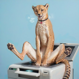 amber_eyes ambiguous_gender blue_background bodily_fluids breath_cloud chest_tuft claws collar copier covering covering_crotch detailed_fur dewclaw digitigrade feet female feral foot_focus fur genital_fluids inner_ear_fluff looking_at_viewer multicolored_body multicolored_fur open_mouth pawpads paws photocopier photocopying_butt photocopying_self realistic realistic_fur simple_background sitting solo spots spotted_body spotted_fur spread_legs spreading tail tuft yellow_body yellow_fur mysticcoyote cheetah felid feline mammal detailed hi_res