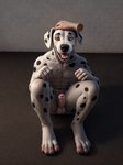 anthro balls disembodied_hand foreskin genitals hands_on_legs headpat humanoid_genitalia humanoid_penis male male_focus paws penis simple_background sitting_on_ground solo solo_focus whiskers horny_pepega canid canine canis dalmatian domestic_dog human mammal digital_media_(artwork) digital_painting_(artwork) hi_res shaded