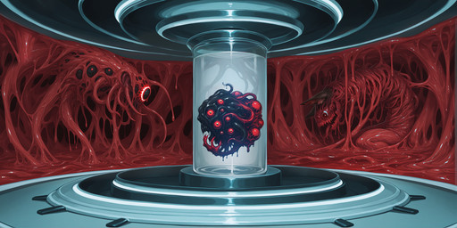 ambiguous_gender anthro black_body blood bodily_fluids duo glass gore group laboratory liquid multi_eye open_mouth organs red_body red_eyes scientific_instrument slime solo stasis_chamber tentacles trio thebigbradwulf eldritch_bio-synth_(thebigbradwulf) alien eldritch_abomination goo_creature monster tentacle_creature absurd_res digital_media_(artwork) hi_res