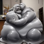 1:1 3d_(artwork) beard clay digital_media_(artwork) duo elemental_creature elemental_humanoid embrace facial_hair glistening hug human humanoid hyper male male/male mammal melting merging overweight overweight_male theslimeguy zack3d_kinky_v1