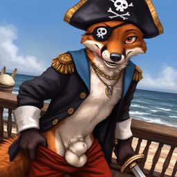 4_fingers 5_fingers animal_genitalia anthro balls beach bedroom_eyes belly biped black_body black_fur black_nose blue_sky bottomwear bottomwear_down brown_arms brown_eyes chain_necklace clothed clothing cloud coat countershade_torso countershading day detailed_background eye_patch eyebrows eyewear fangs fingers fluffy fluffy_tail front_view fully_sheathed fur genitals gold_(metal) gold_jewelry gold_necklace headgear headwear holding_melee_weapon holding_object holding_weapon jacket jewelry licking licking_lips licking_own_lips looking_at_viewer male melee_weapon narrowed_eyes necklace open_clothing open_mouth open_shirt open_topwear orange_body orange_eyes orange_fur outside pants pants_down partially_clothed pirate pirate_hat presenting red_bottomwear red_clothing red_pants sailor_uniform sand sea seaside seductive self_lick sheath ship shirt skull_accessory skull_and_crossbones sky smile solo standing sword tail tan_belly teeth tongue tongue_out topwear tuft undressing vehicle water watercraft wave weapon whisker_spots whiskers scoutr scout_the_fox canid canine fox mammal red_fox true_fox 1:1 alternate_version_at_source hi_res portrait