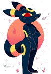 3_fingers ambiguous_gender anthro big_eyes black_body fingers markings red_eyes smile solo text yellow_markings yellow_sclera sergalbutt night_in_the_woods nintendo pokemon eeveelution generation_2_pokemon pokemon_(species) umbreon hi_res signature url