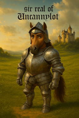 anthro armor brown_body brown_fur brown_hair brown_tail castle eyebrows field fur grass green_eyes hair headgear helmet knight looking_at_viewer male medieval_armor open_helmet plant realistic self_upload short sky solo standing tail text warrior sir-real sir_real_of_uncannylot equid equine horse mammal english_text hi_res