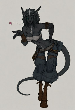 <3 abs anthro bandage belt biped black_body black_fur black_hair blowing_kiss blue_eyes boots bottomwear breasts chest_tuft chest_wraps claws cleavage clothed clothing female footwear fur hair looking_at_viewer midriff navel one_eye_closed pants simple_background skinny slim solo standing tail thigh_gap tuft wide_hips wink wraps anotheranon mohrta juli_(mohrta) canid canine canis mammal hi_res