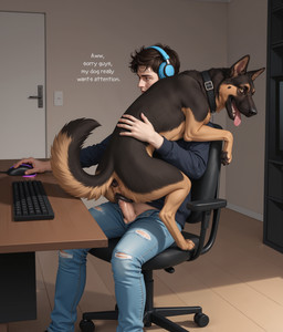 anatomically_correct anatomically_correct_genitalia anatomically_correct_pussy animal_genitalia animal_pussy anus balls bed bestiality big_balls big_penis black_anus black_claws black_nose black_pawpads black_pussy bodily_fluids butt canine_genitalia canine_pussy claws cowgirl_position door duo erection female female_feral female_penetrated feral feral_penetrated from_front_position furniture genital_fluids genitals glistening glistening_genitalia glistening_penis human_on_feral human_penetrating human_penetrating_feral inside interspecies lying male male/female male_human male_penetrating male_penetrating_female nude on_bottom on_top open_mouth pawpads penetration penile penile_penetration penis penis_in_pussy pussy sex tan_balls tan_penis tight_fit tongue tongue_out vaginal vaginal_penetration vaginal_tugging vein veiny_penis sfan canid canine canis domestic_dog german_shepherd herding_dog human mammal pastoral_dog hi_res