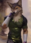 anthro brown_body brown_fur canid canine canis clothed clothing coyote fur male mammal solo tahlia_(director)