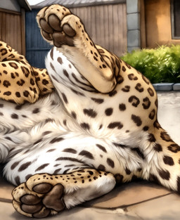 anatomically_correct anatomically_correct_genitalia anatomically_correct_pussy animal_genitalia animal_pussy anus building butt butt_focus dark_anus darkened_genitalia darkened_pussy day feet feline_genitalia feline_pussy female feral foot_focus genitals house lying on_side outside paws plant presenting presenting_anus presenting_pussy pussy raised_leg shrub side_view solo drla felid leopard mammal pantherine hi_res