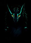 ambiguous_gender anthro black_background darkness female fluffy fur glowing glowing_eyes glowing_markings hair looking_at_viewer markings messy_hair simple_background solo spots spotted_body spotted_fur yellow_eyes oldhroft sergal absurd_res bust_portrait dark_theme hi_res portrait