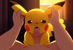 bodily_fluids duo fellatio female feral genitals hand_on_head interspecies licking male male/female oral penile penis penis_lick pokephilia saliva sex sunset tongue tongue_out nintendo pokemon pokemon_trainer generation_1_pokemon human mammal pikachu pokemon_(species)