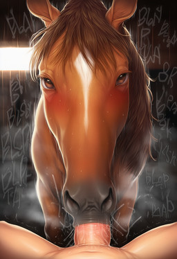 blush bodily_fluids drooling duo fellatio female feral first_person_view male oral penile saliva sex crona967 equid equine horse mammal hi_res