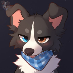 bedroom_eyes black_body black_fur black_nose blep blue_kerchief blush cheek_tuft dark_background eyebrows facial_tuft feral floppy_ears fur heterochromia kerchief kerchief_only looking_at_viewer male multicolored_body multicolored_fur narrowed_eyes neck_tuft pink_inner_ear seductive smile solo tongue tongue_out tuft white_body white_fur jirikdos oreo_(jirikdos) border_collie canid canine canis collie domestic_dog herding_dog mammal pastoral_dog sheepdog headshot_portrait hi_res portrait watermark